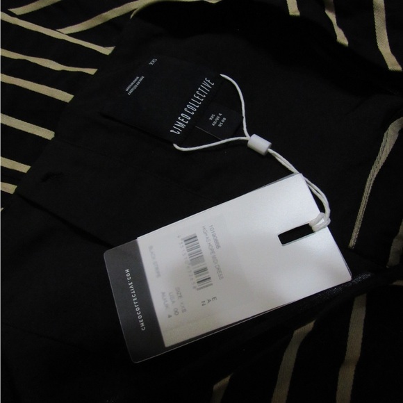 NWT C/MEO Collective High as Hope Midi Dress in Black Stripe - Picture 8 of 13